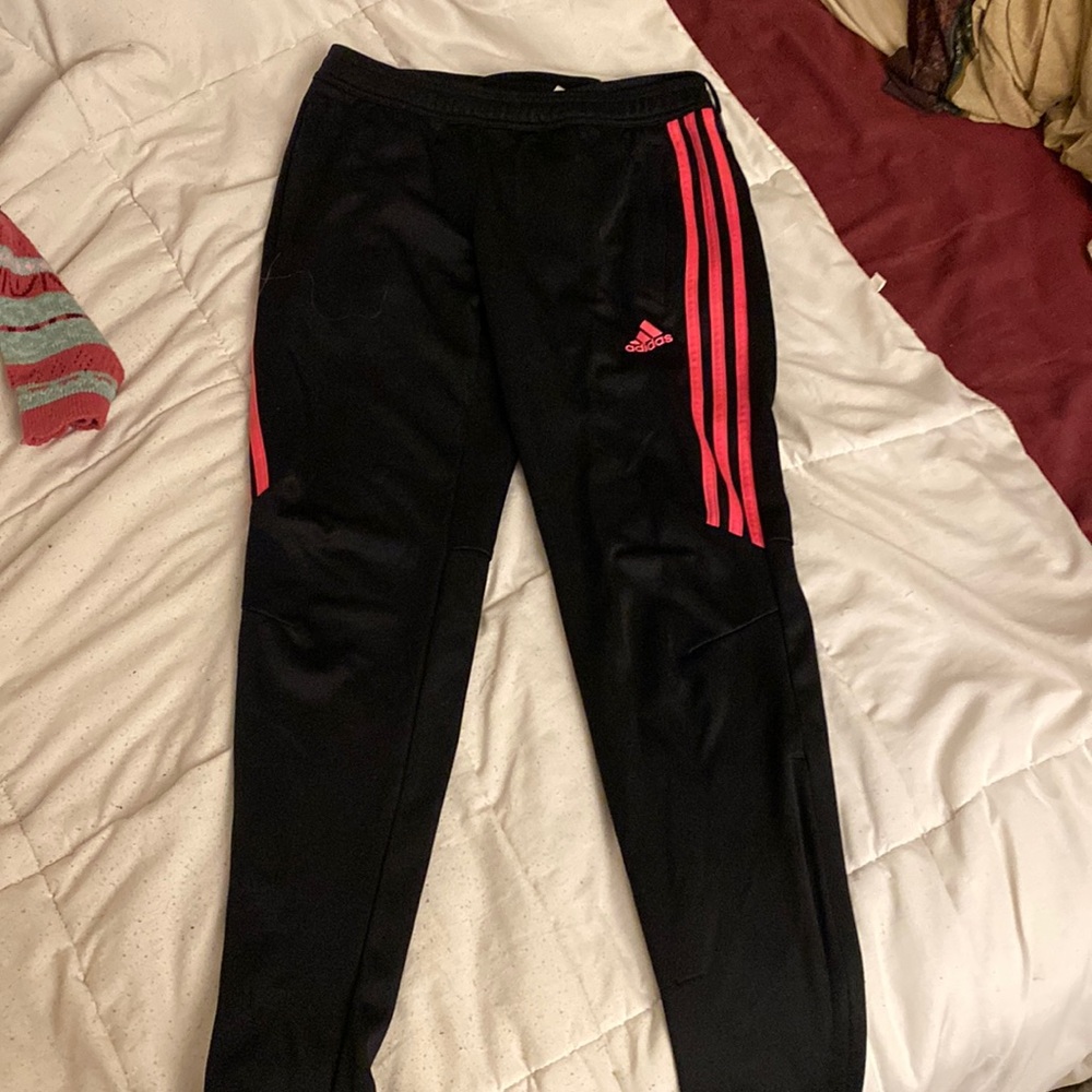 Adidas climacool black and pink half stripe pants